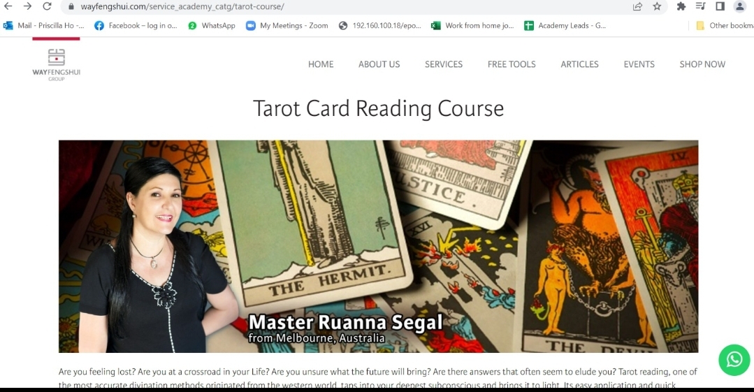 Tarot Course Sg website